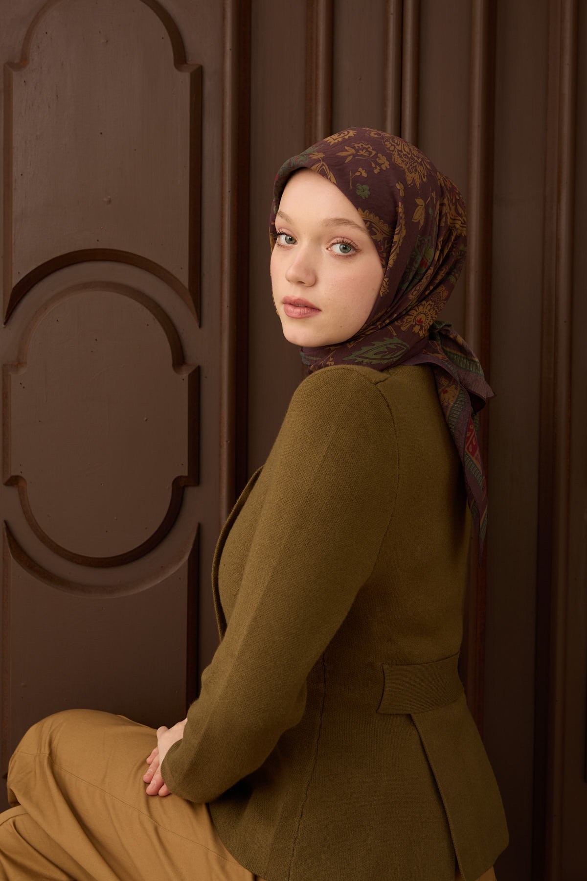 Velora Eşarp Shawl Pattern Acı Kahve