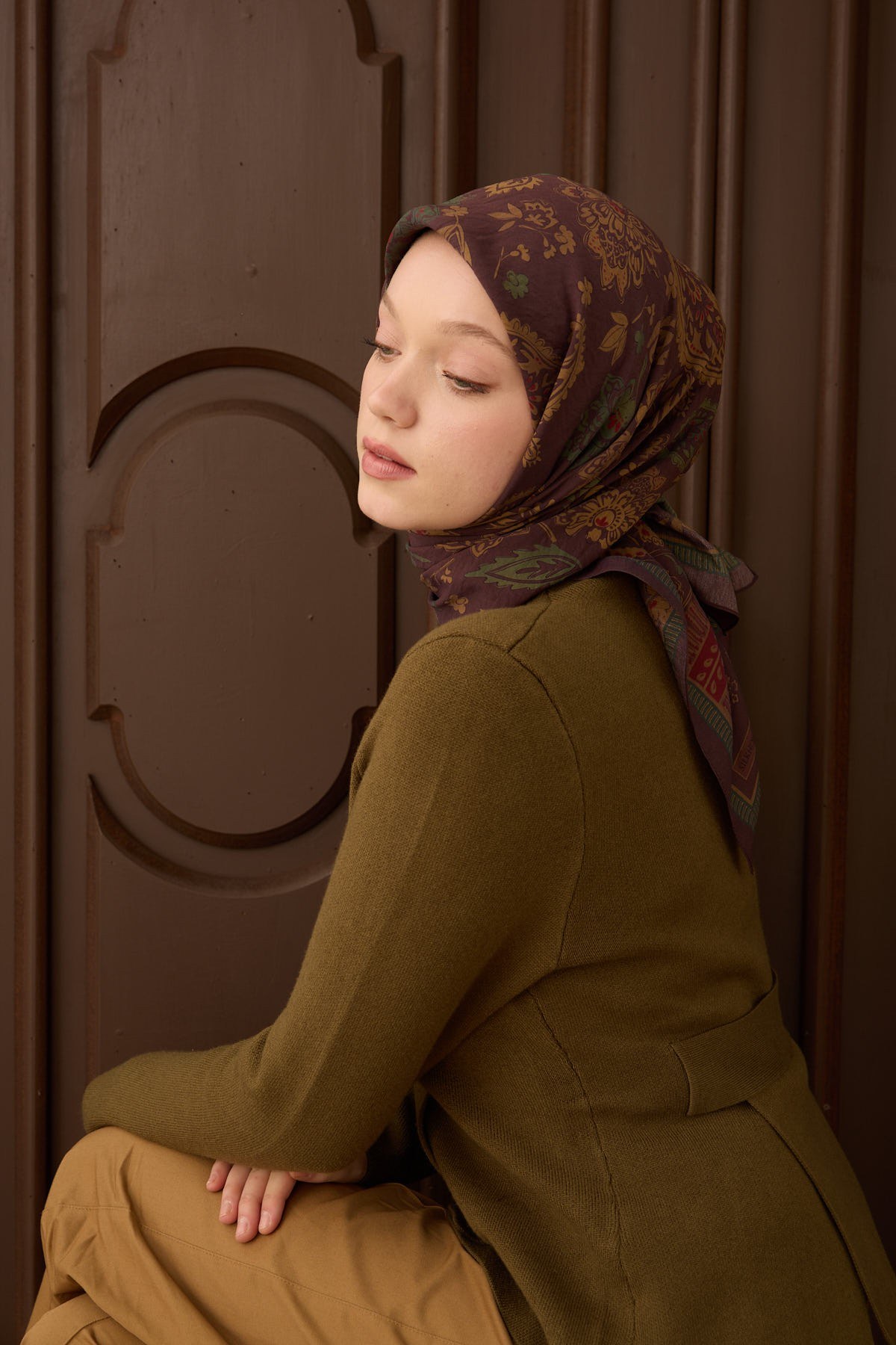 Velora Eşarp Shawl Pattern Acı Kahve