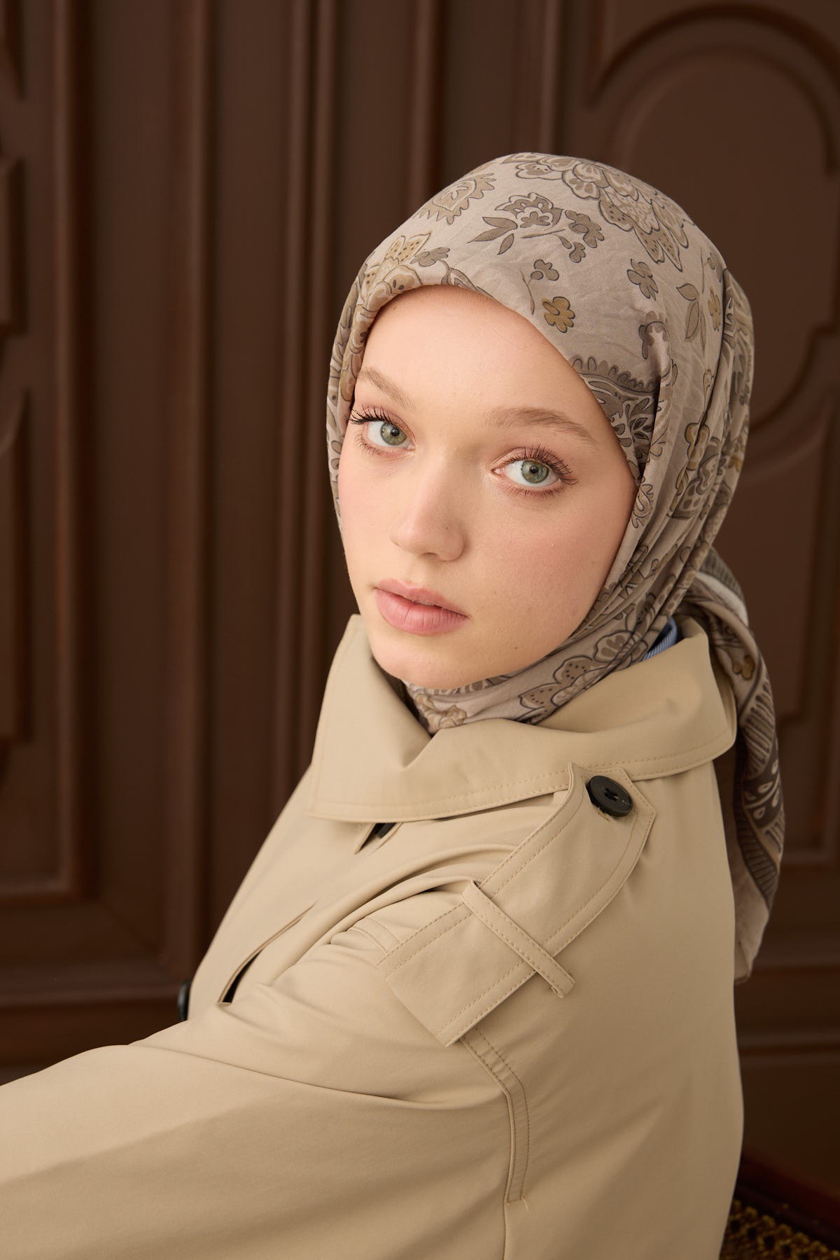 Velora Eşarp Shawl Pattern Açık Vizon
