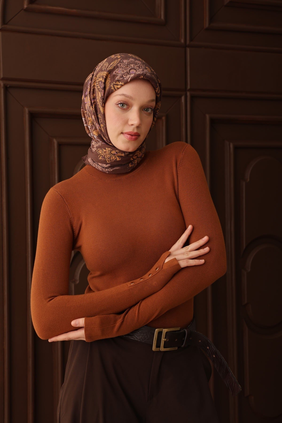 Velora Eşarp Shawl Pattern Kahverengi