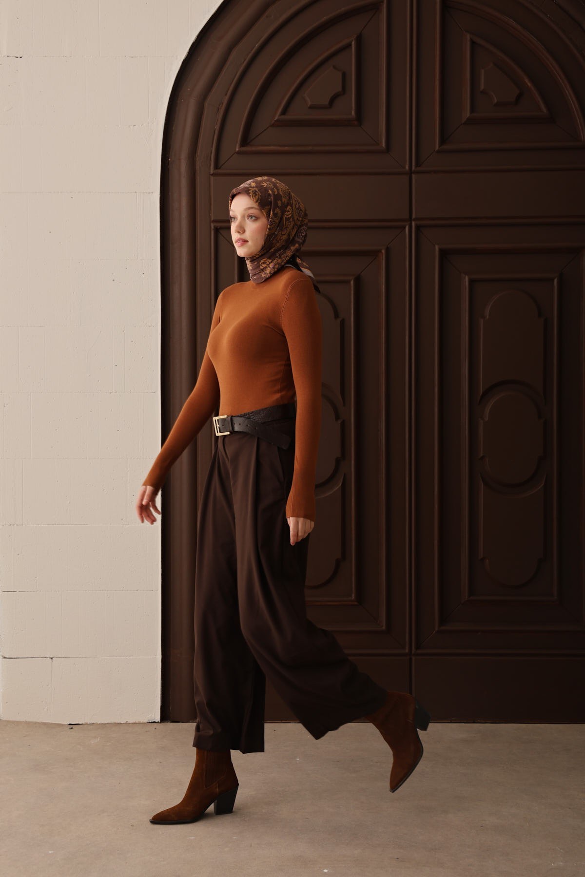 Velora Eşarp Shawl Pattern Kahverengi