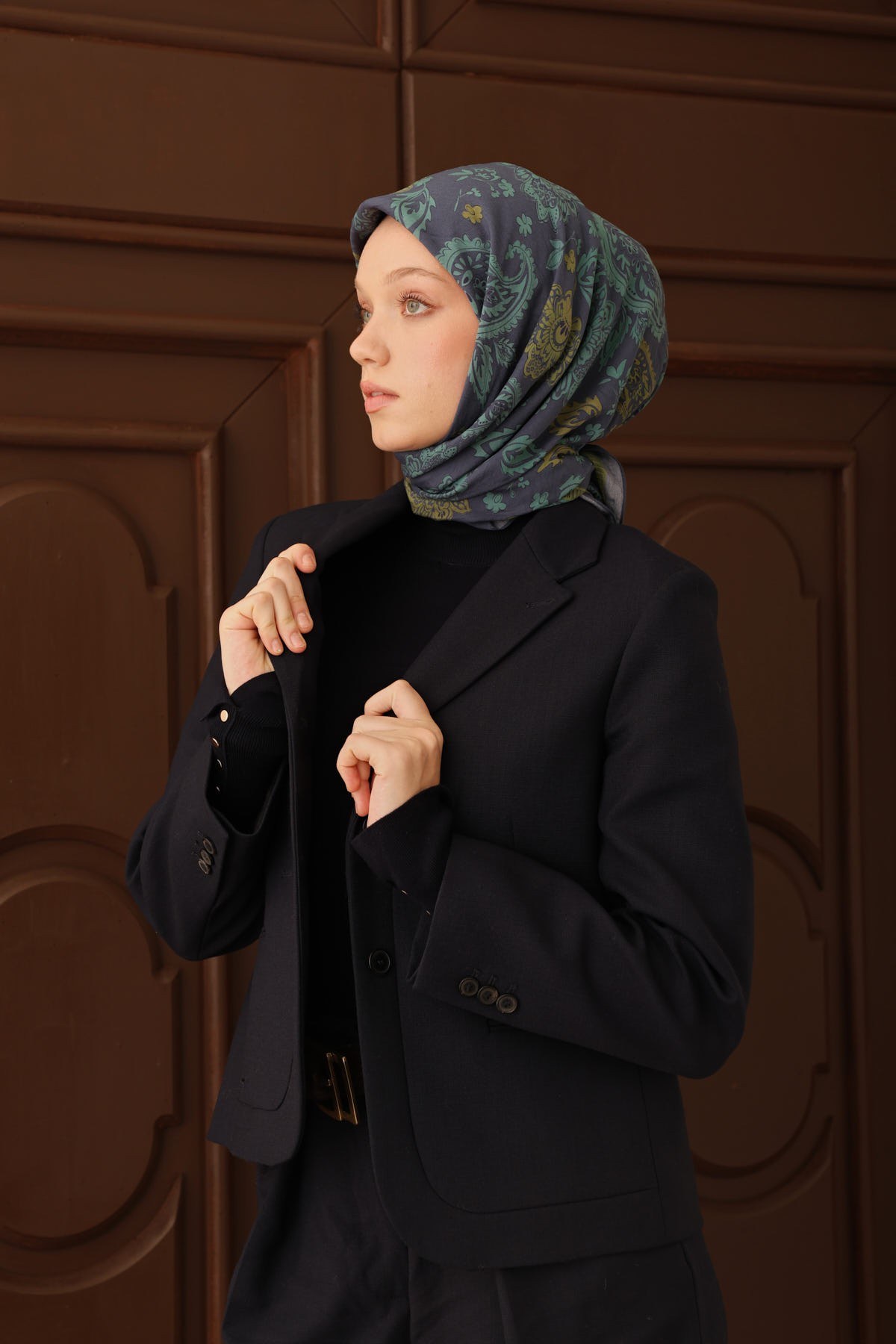 Velora Eşarp Shawl Pattern Koyu İndigo
