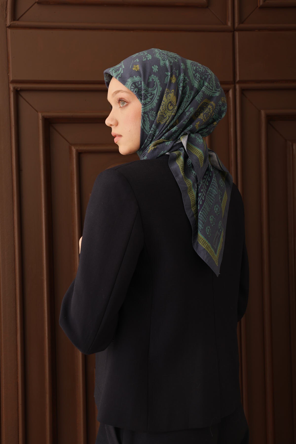 Velora Eşarp Shawl Pattern Koyu İndigo