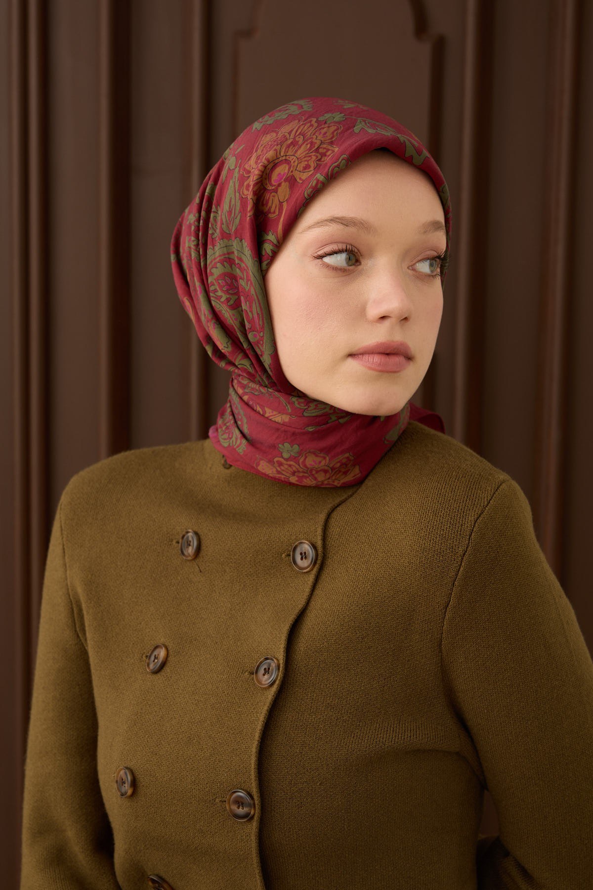Velora Eşarp Shawl Pattern Koyu Kırmızı