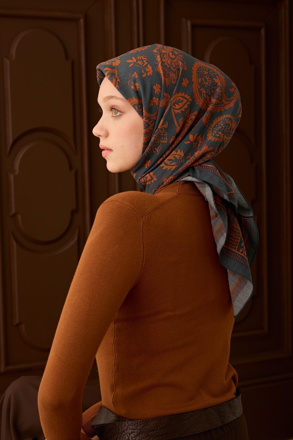 Velora Eşarp Shawl Pattern Petrol Yeşili