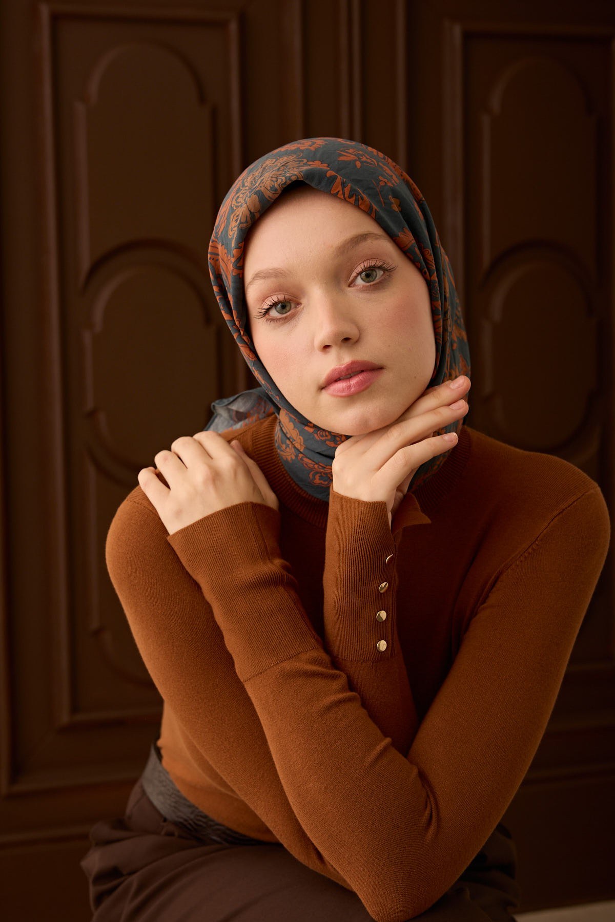 Velora Eşarp Shawl Pattern Petrol Yeşili