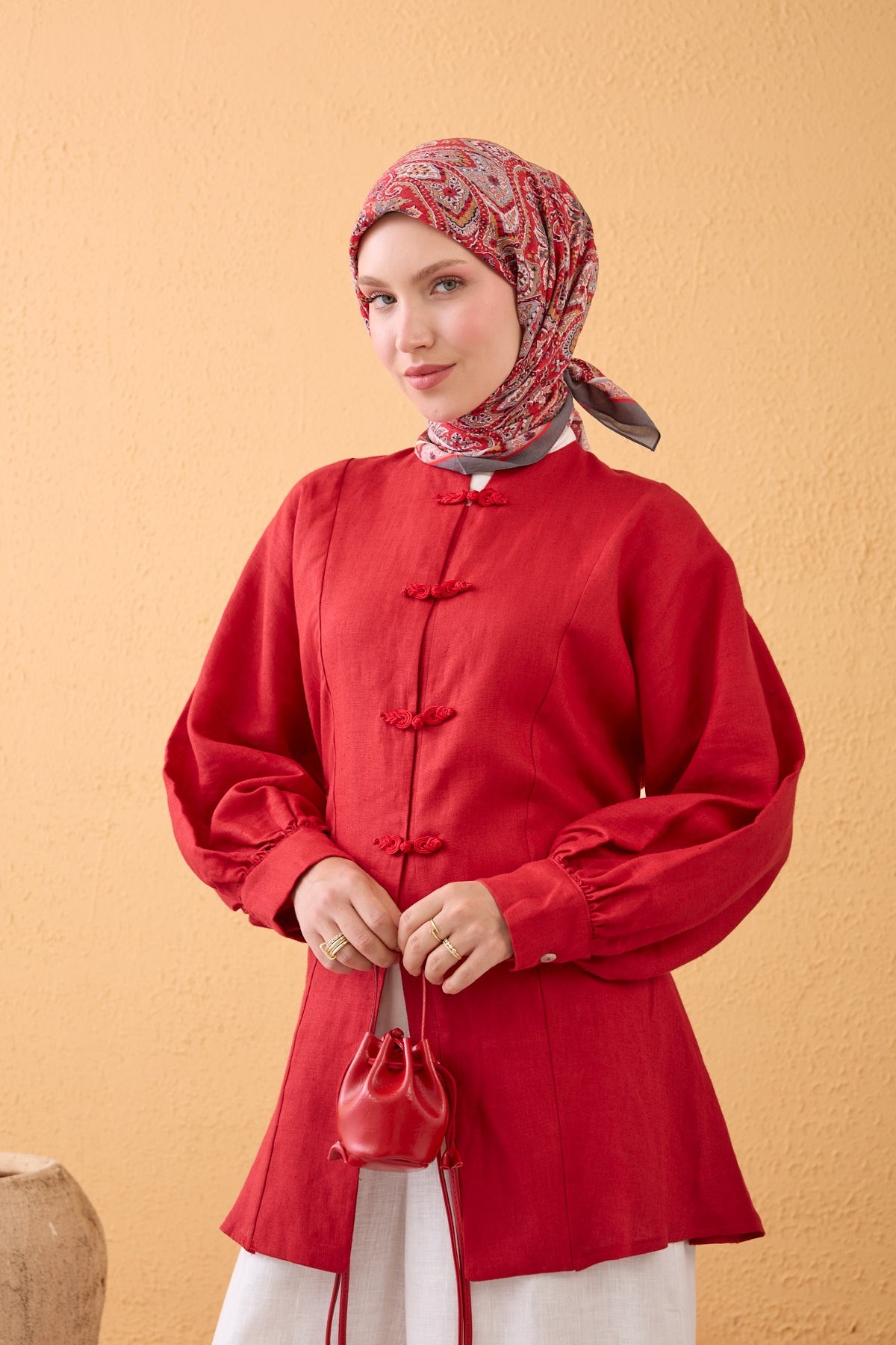Velora Eşarp Vintage Paisley Kırmızı