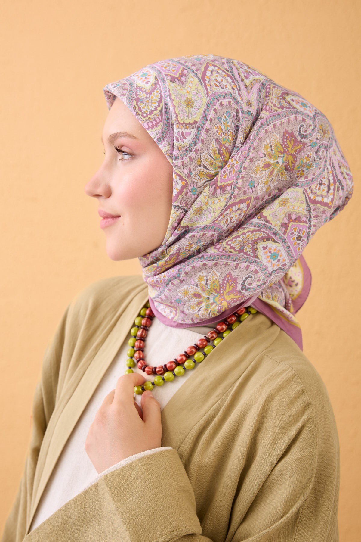 Velora Eşarp Vintage Paisley Koyu Pudra