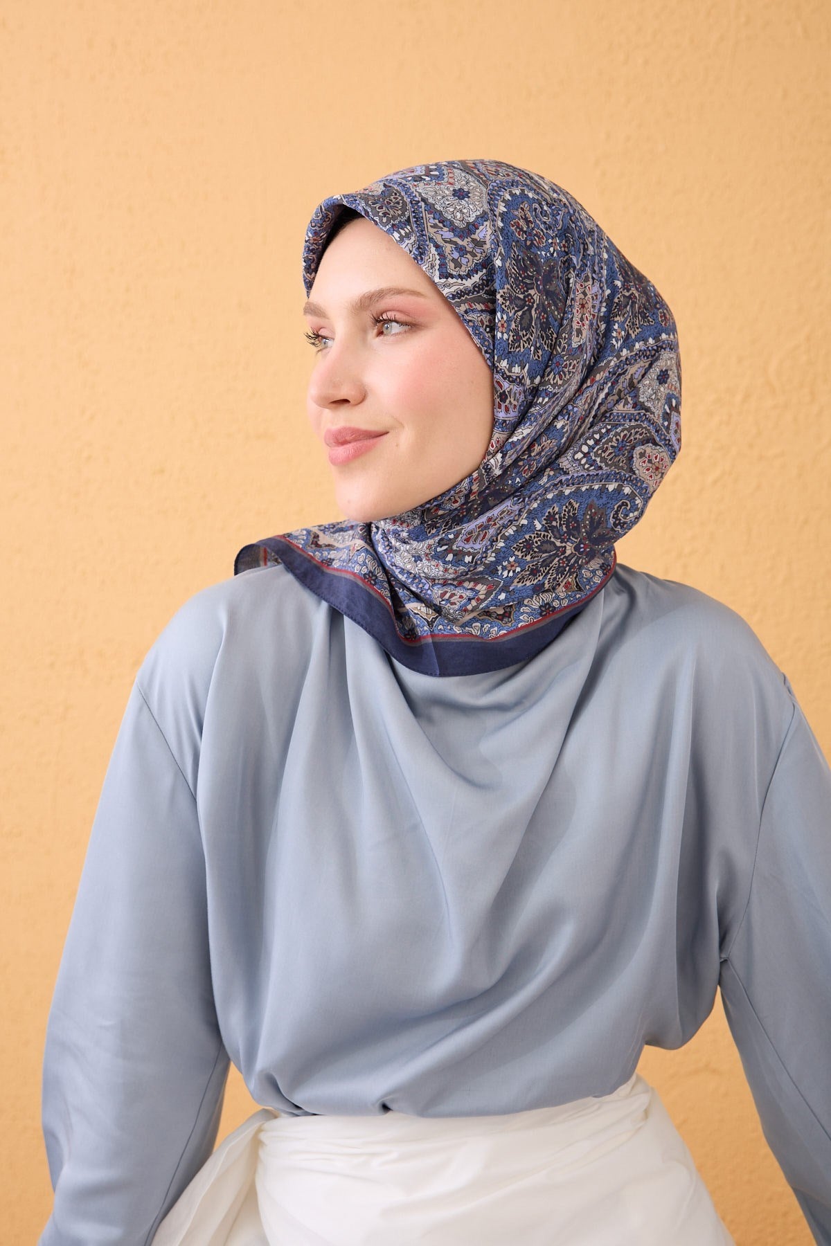 Velora Eşarp Vintage Paisley Lacivert