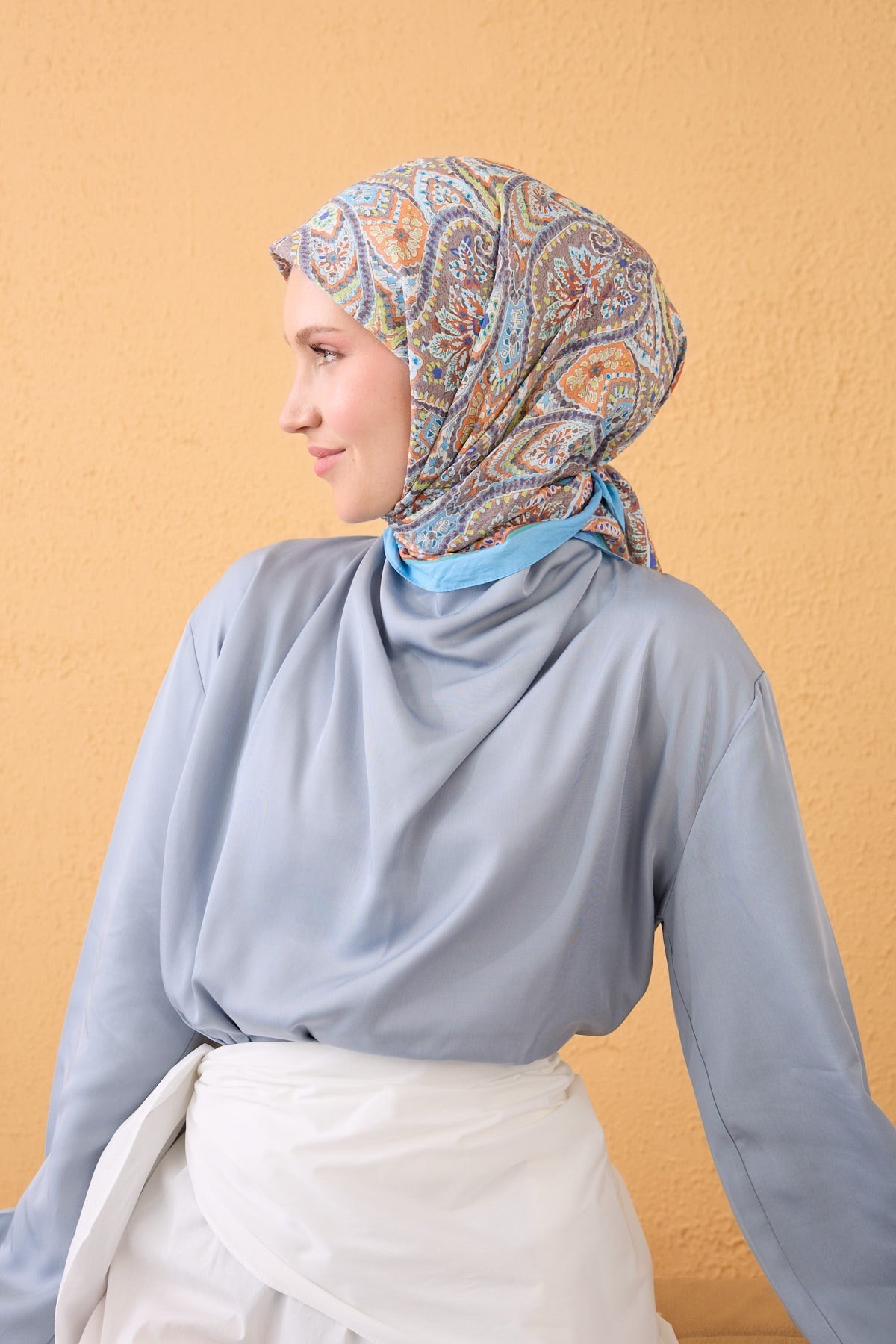Velora Eşarp Vintage Paisley Mavi