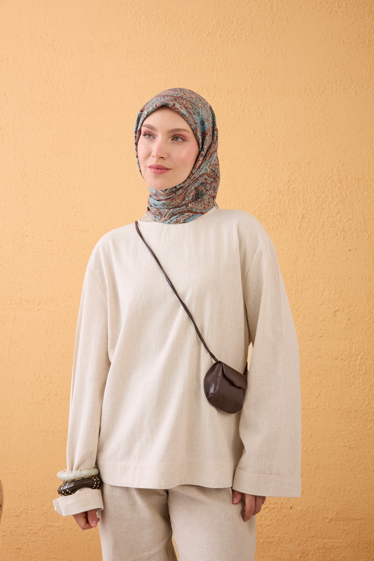 Velora Eşarp Vintage Paisley Vizon
