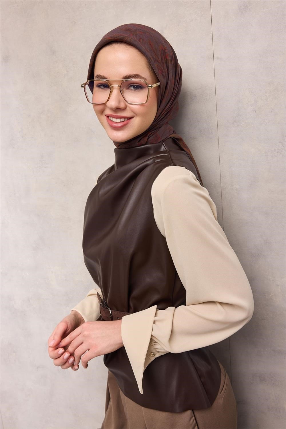 Viskon Velora Eşarp Dört Mevsim Barok Floral Desen Mürdüm 90X90