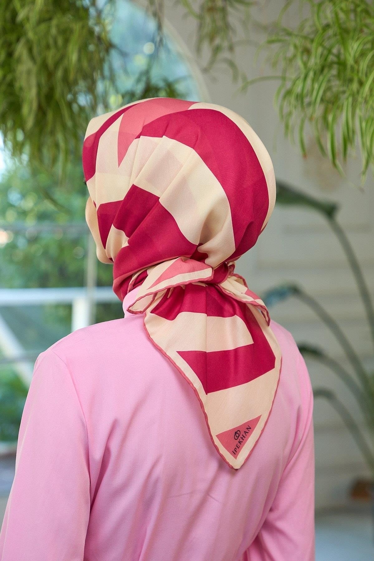 Yaz Işıltısı Koleksiyonu Soft Eşarp Bordo Krem 1186-01