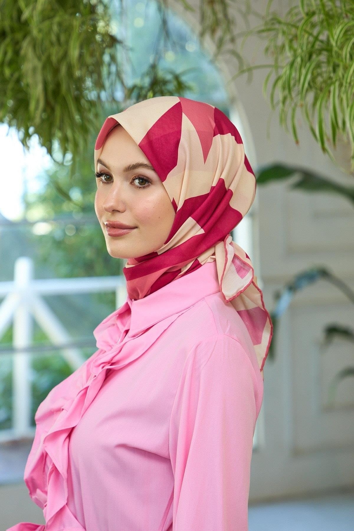 Yaz Işıltısı Koleksiyonu Soft Eşarp Bordo Krem 1186-01