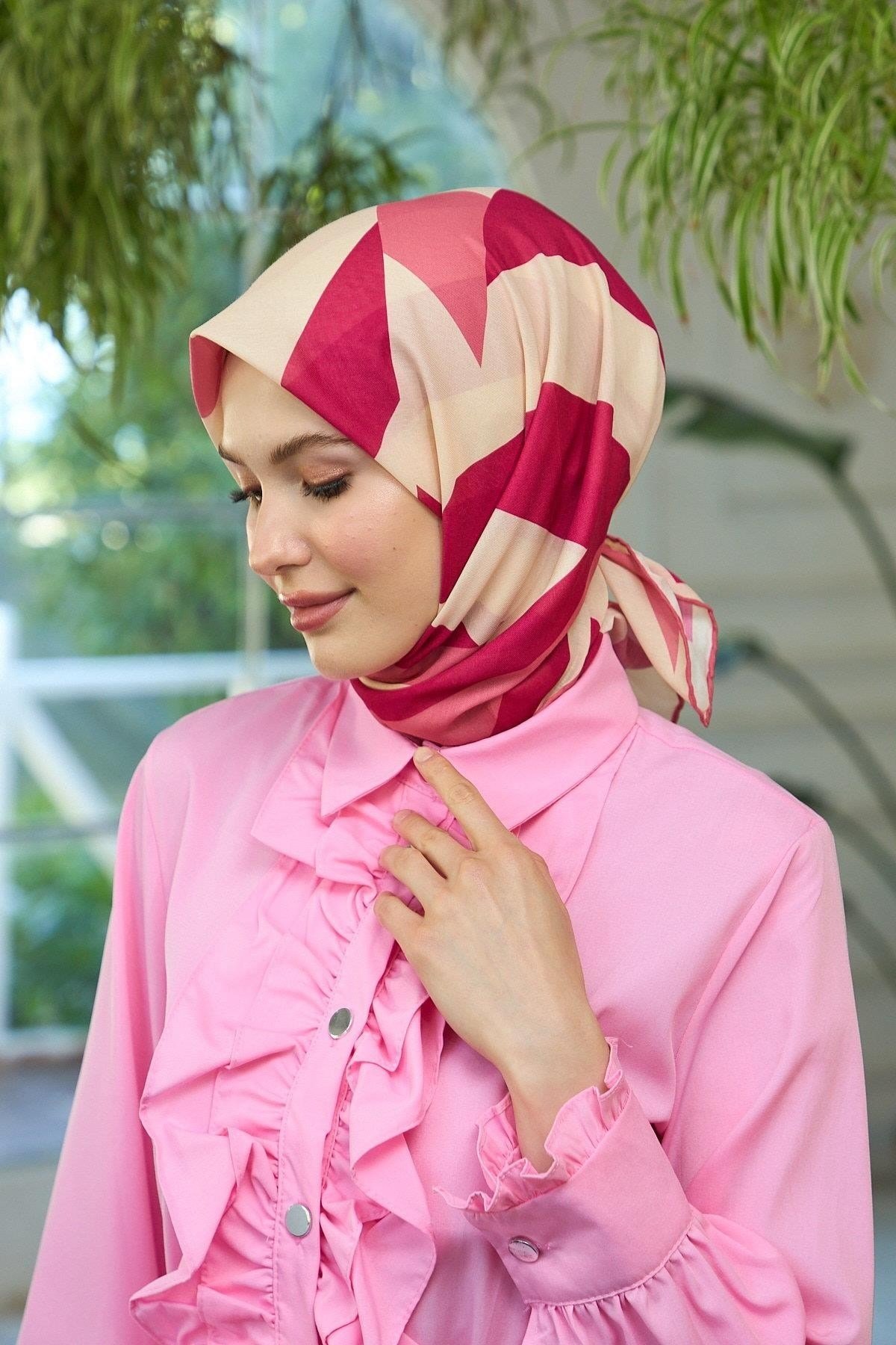 Yaz Işıltısı Koleksiyonu Soft Eşarp Bordo Krem 1186-01