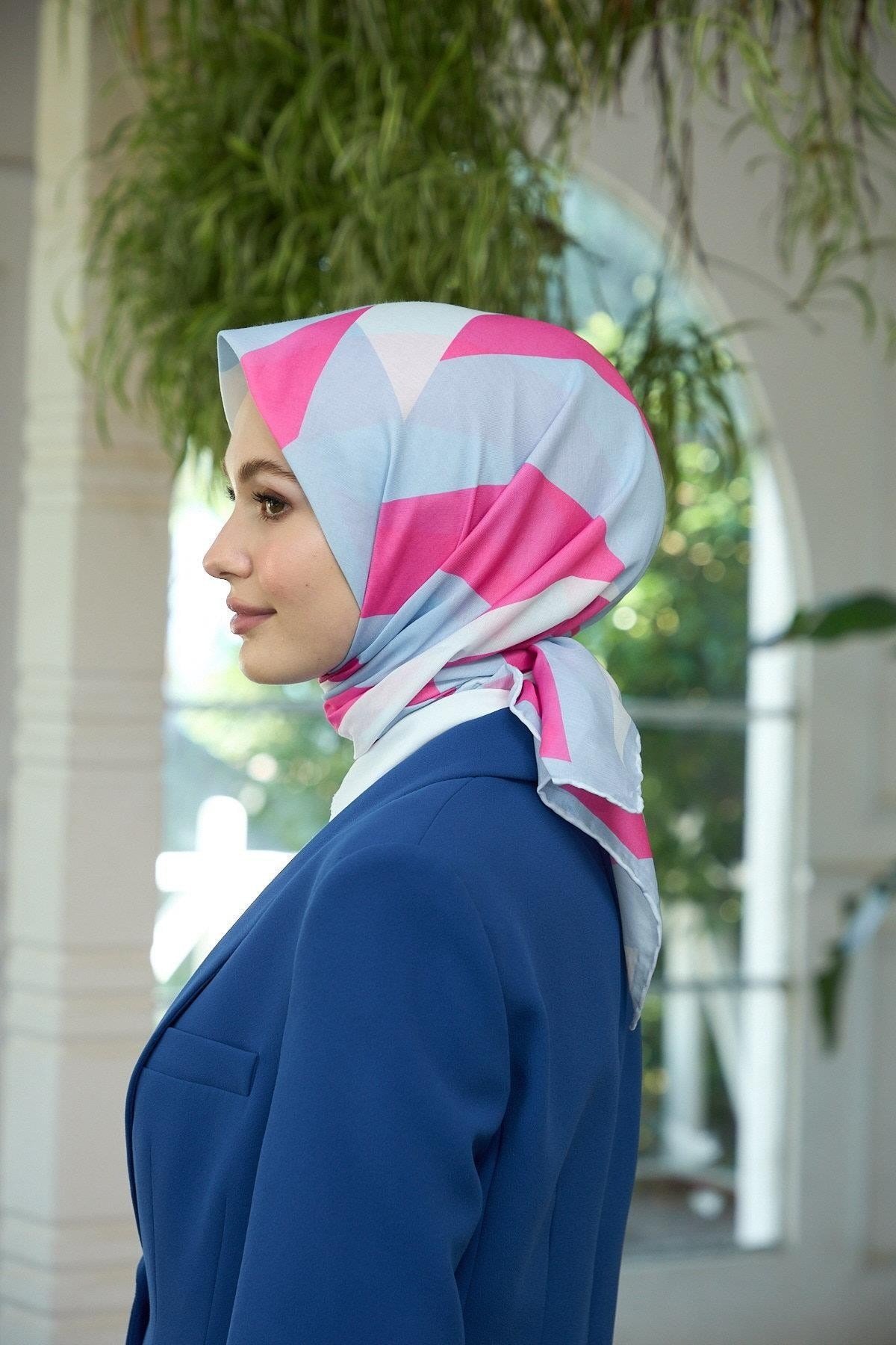 Yaz Işıltısı Koleksiyonu Soft Eşarp Buz Mavi Pembe 1186-04