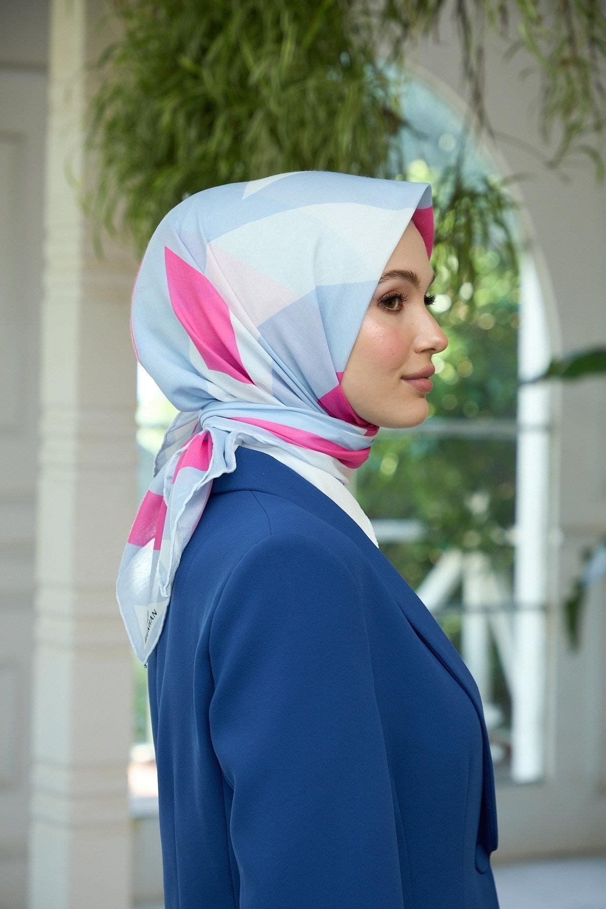 Yaz Işıltısı Koleksiyonu Soft Eşarp Buz Mavi Pembe 1186-04