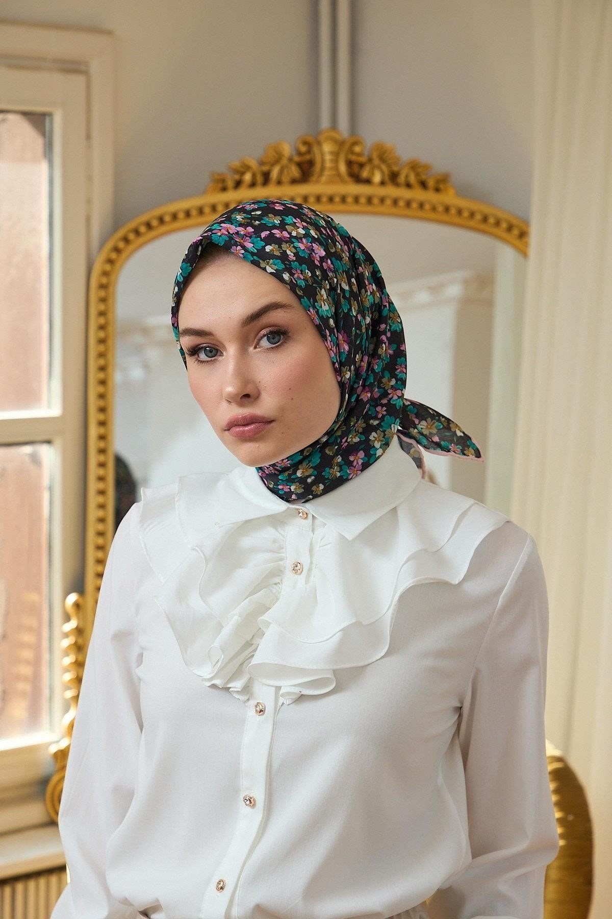 Yaz Işıltısı Koleksiyonu Soft Eşarp Siyah Pudra 1191-12