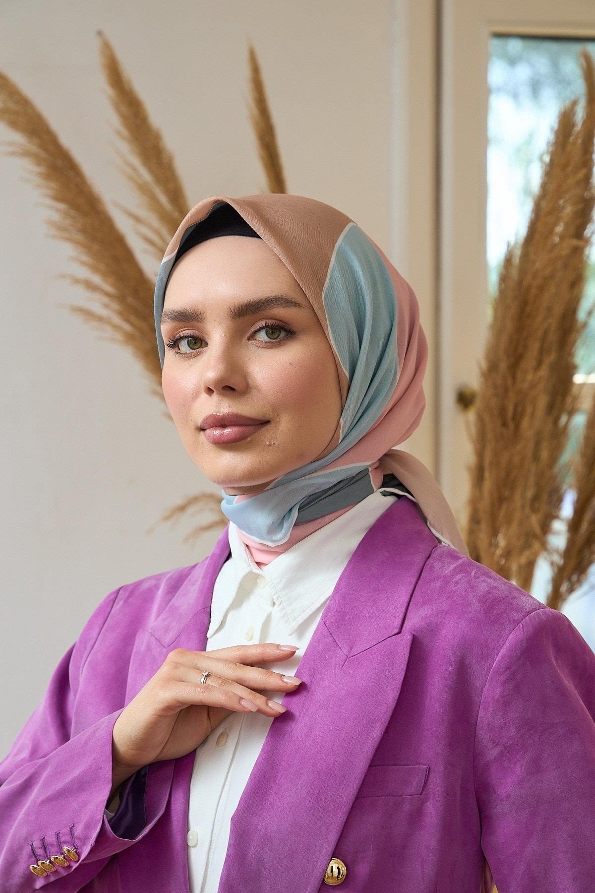 Yaz Işıltısı Koleksiyonu Soft Eşarp Turkuaz Somon 1190-05