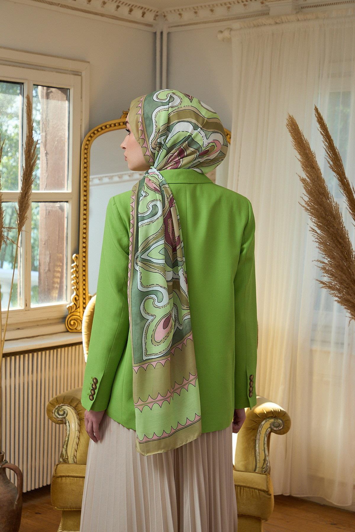 Yaz Işıltısı Koleksiyonu Soft Şal Haki Kahve 3045-01