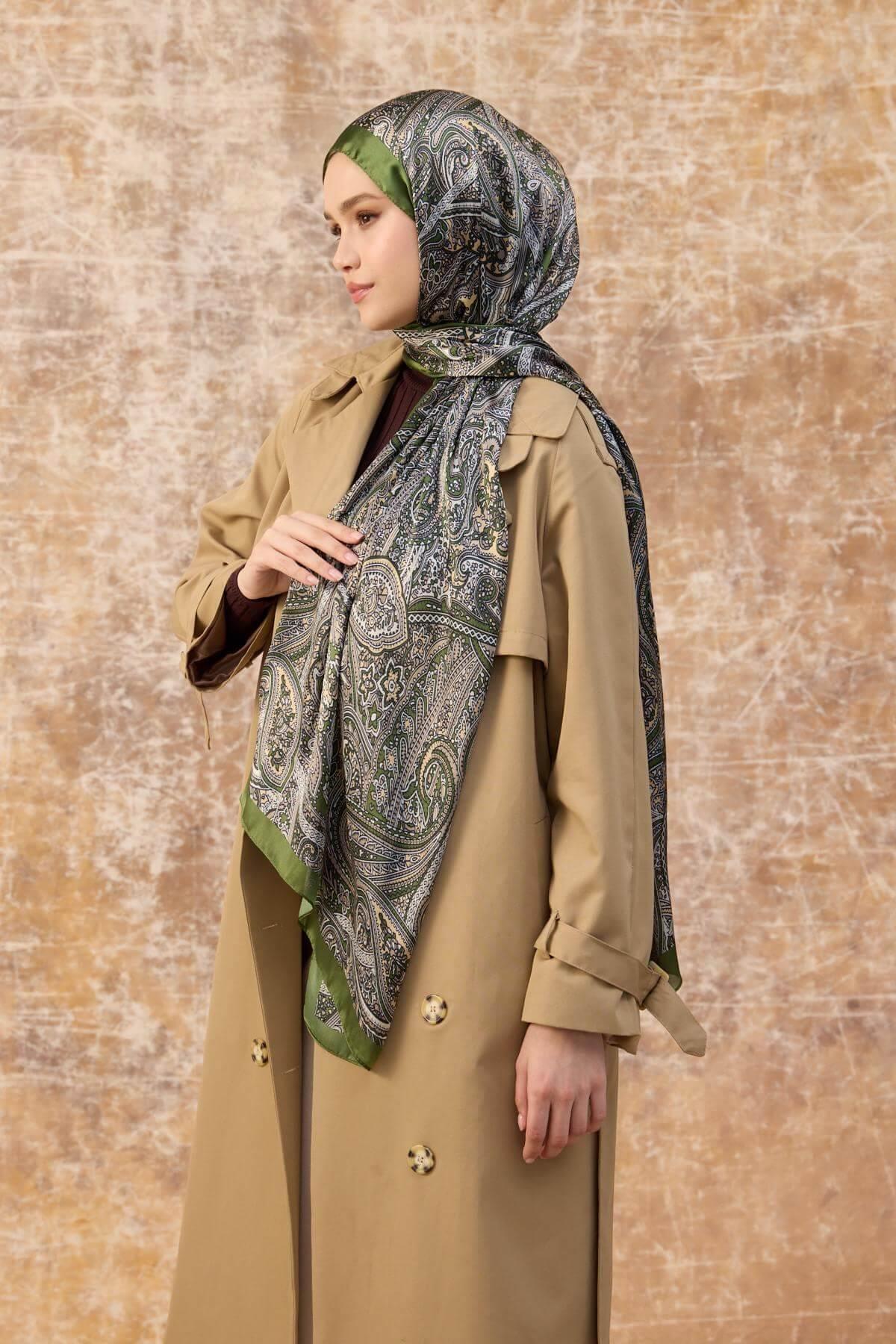 Yeşil Hint Vual Şal -  5003-03