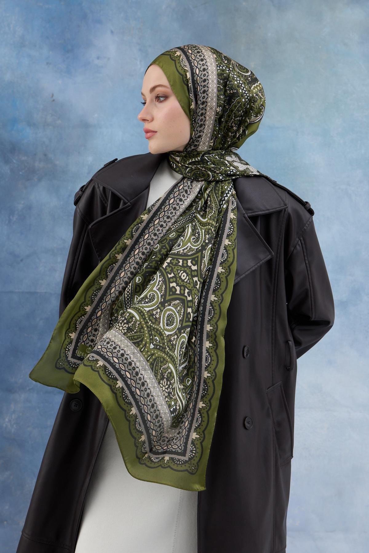 Yeşil Hint Vual Şal -  5005-02