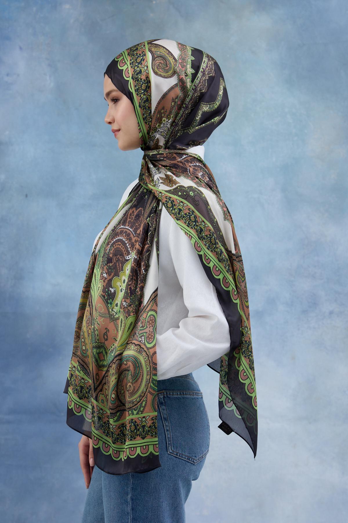 Yeşil Hint Vual Şal -  5006-05