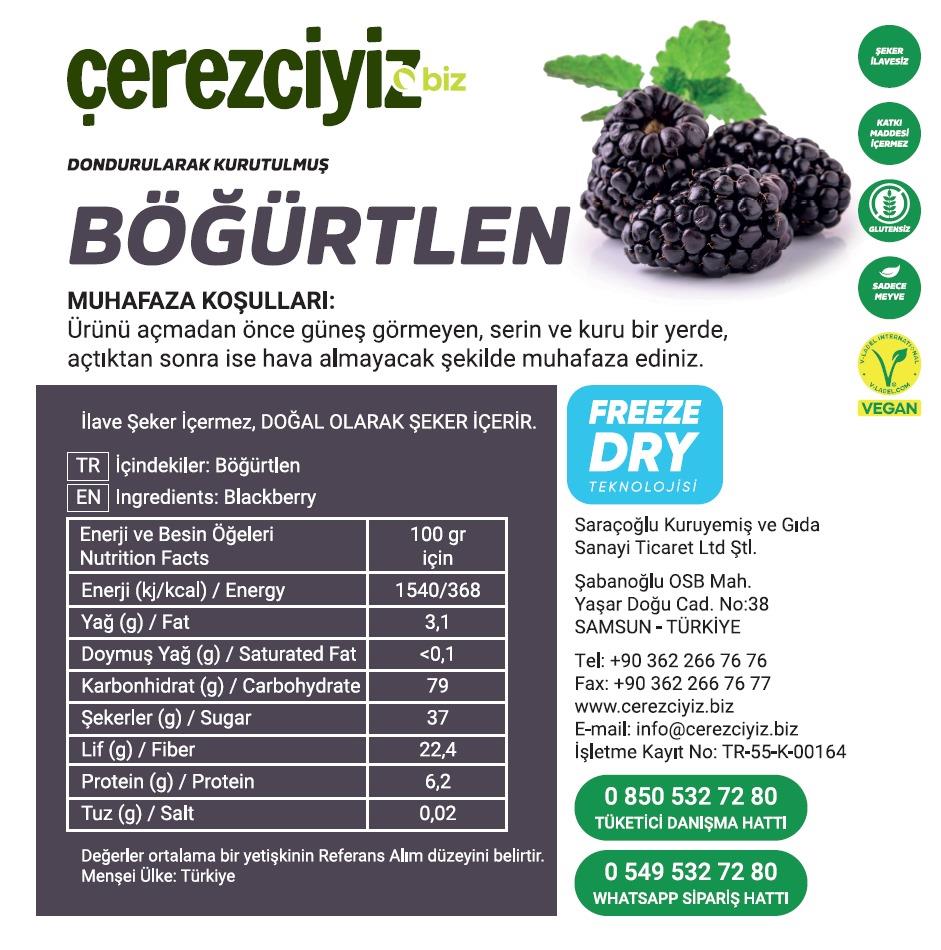 30gr. Dondurularak Kurutulmuş Böğürtlen (Freeze Dried)