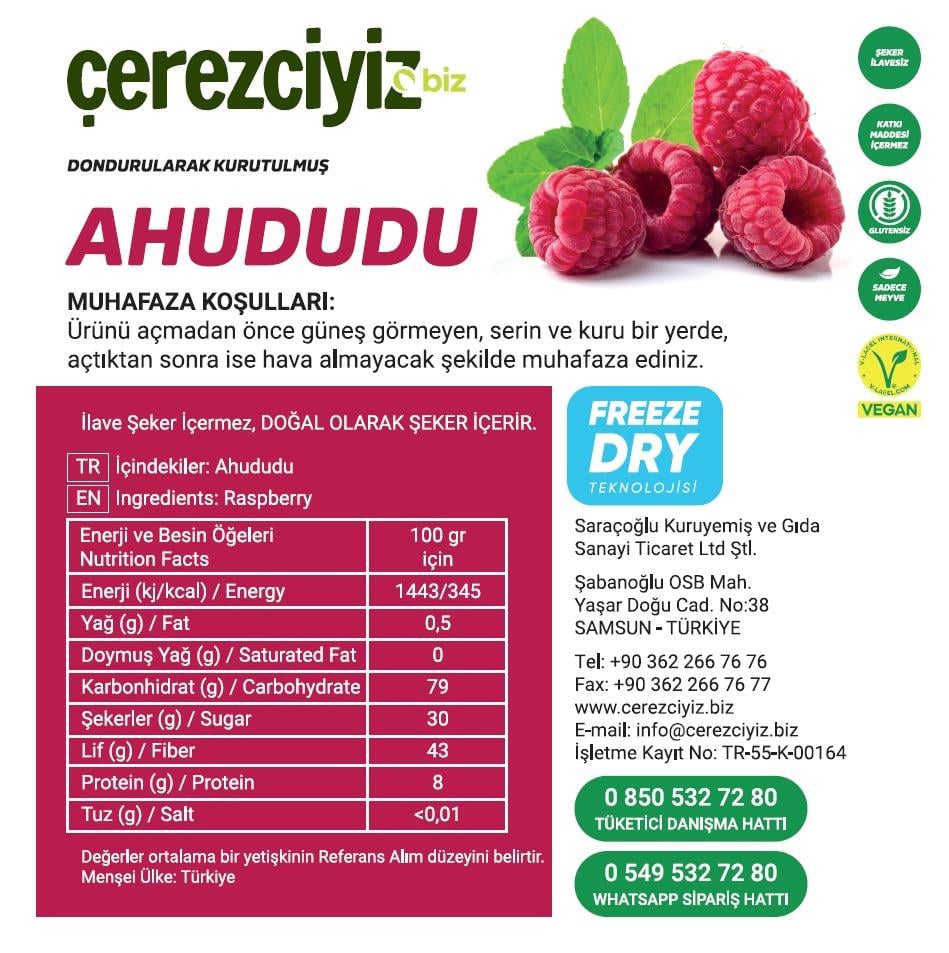 30gr. Dondurularak Kurutulmuş Ahududu (Freeze Dried)