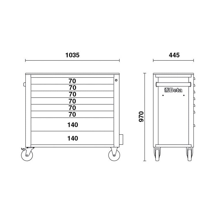Beta Tools 8 Çekmeceli Takım Arabası Boş RSC24AXL/8-A