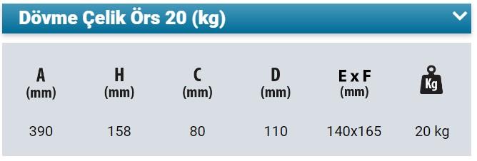 Kanca Dövme Çelik Örs 20kg
