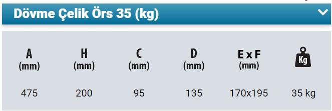 Kanca Dövme Çelik Örs 35kg