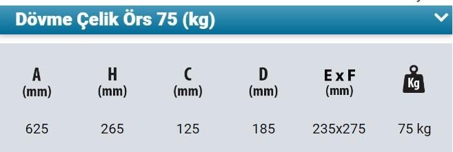 Kanca Dövme Çelik Örs 75kg
