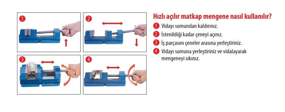 Kanca Hızlı Açılır Matkap Mengenesi 125mm