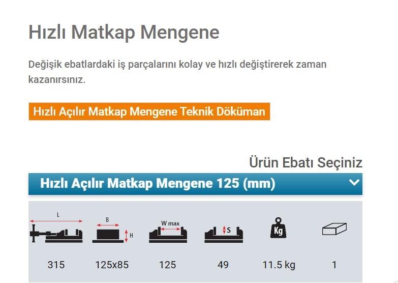 Kanca Hızlı Açılır Matkap Mengenesi 125mm