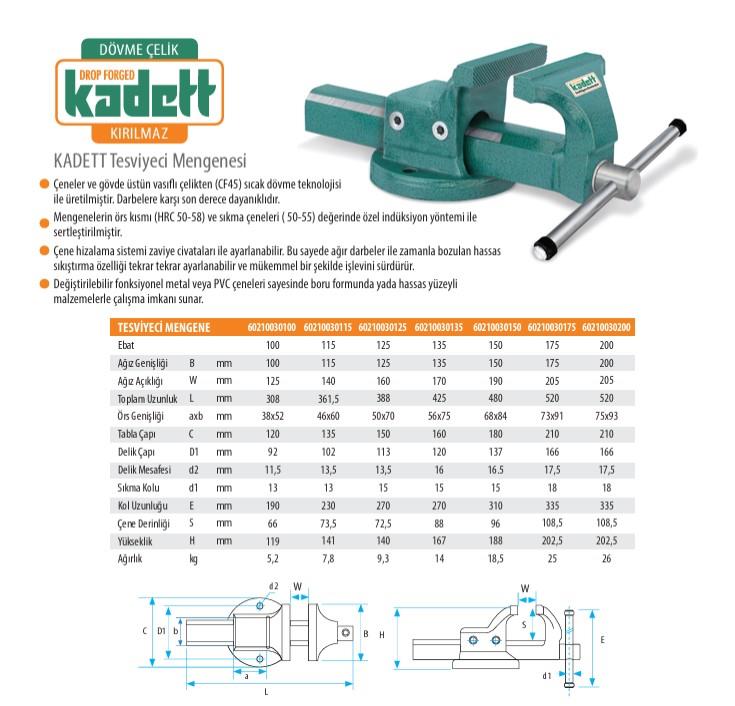 Kanca Kadett Tesviyeci Sabit Mengene 150mm