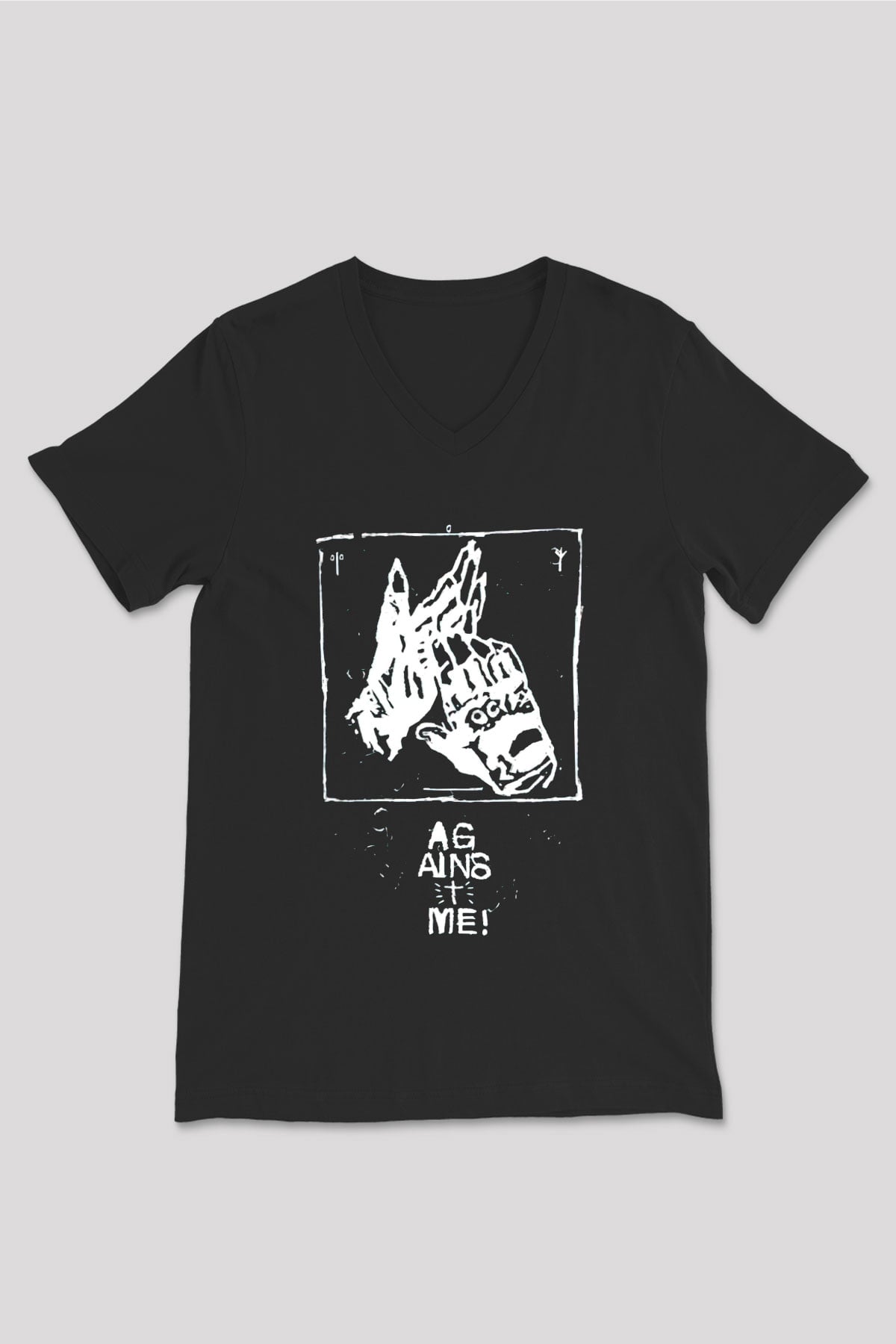  Against Me Siyah Unisex V Yaka Tişört