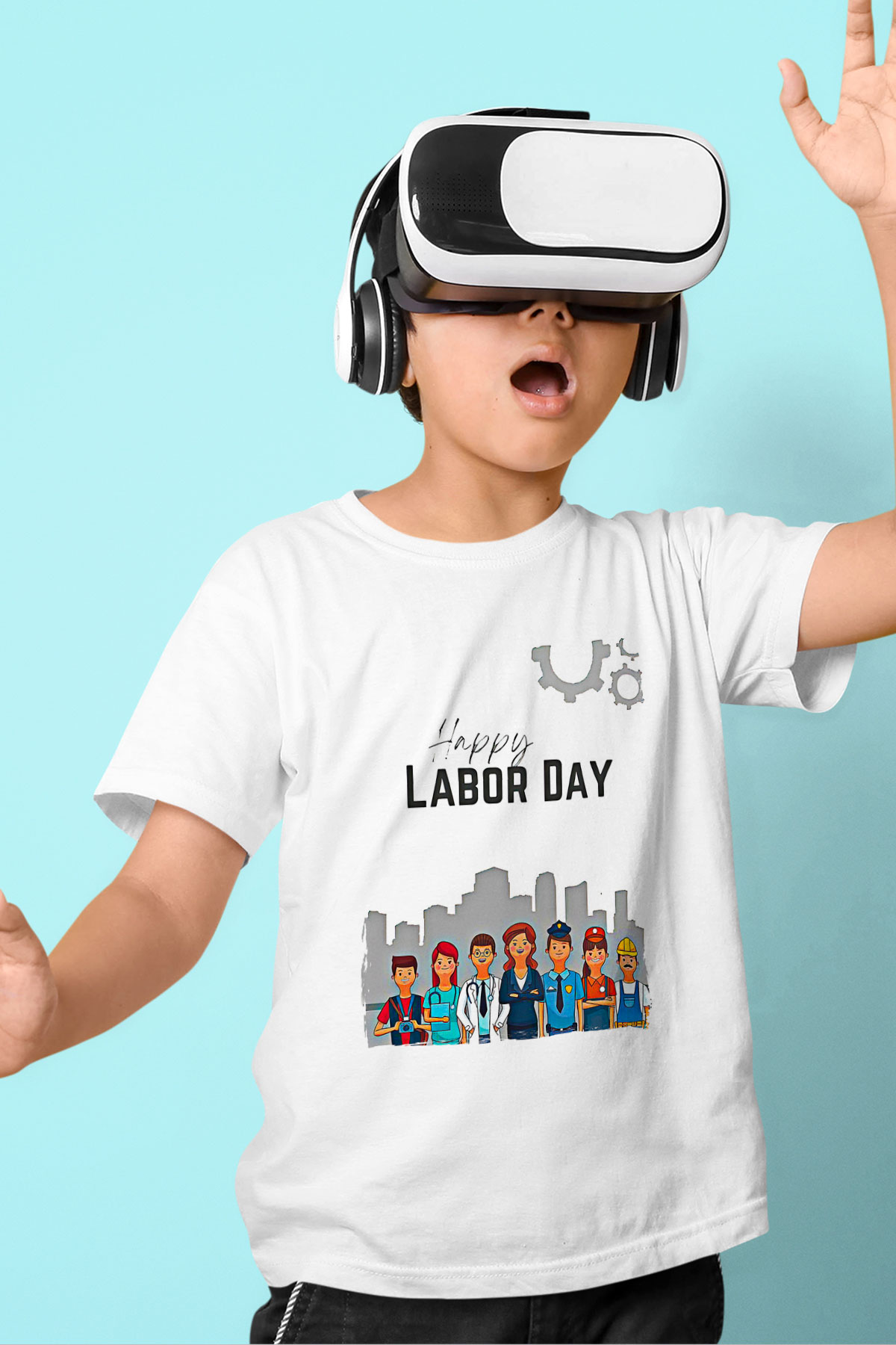 1 Mayıs Baskılı Beyaz Unisex Beyaz Çocuk Tişört - Tshirt