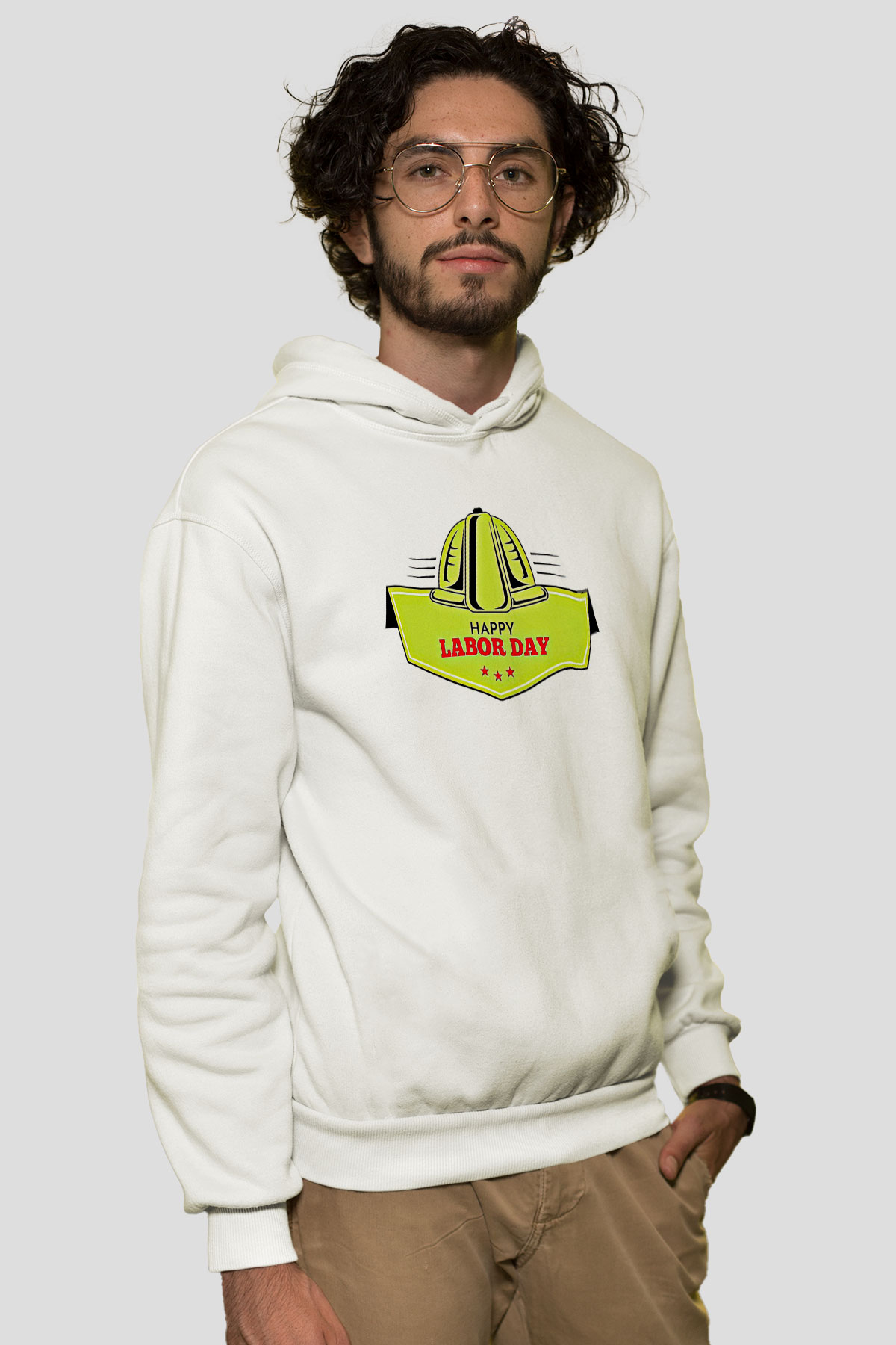 1 Mayıs Baskılı Beyaz Unisex Hoodie