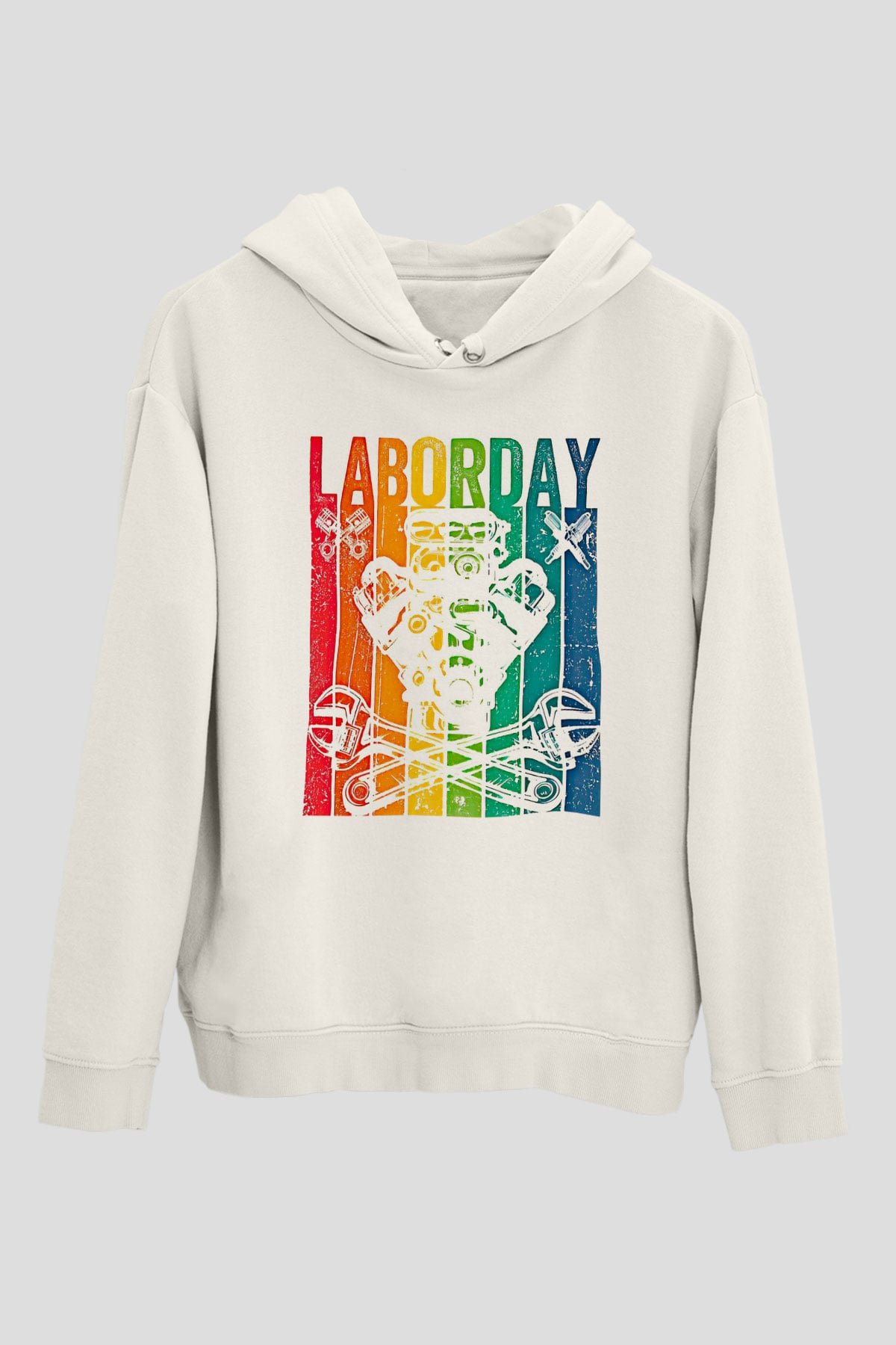 1 Mayıs Baskılı Beyaz Unisex Hoodie