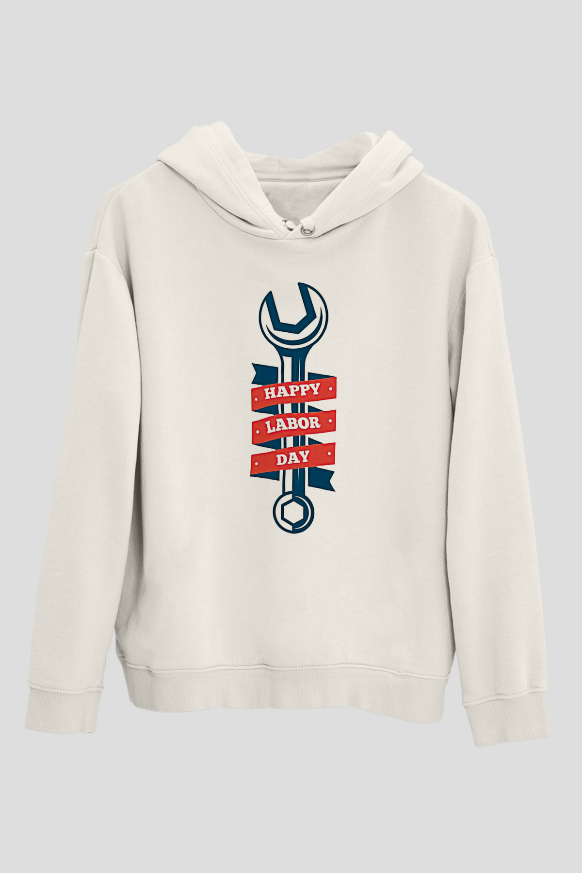 1 Mayıs Baskılı Beyaz Unisex Hoodie