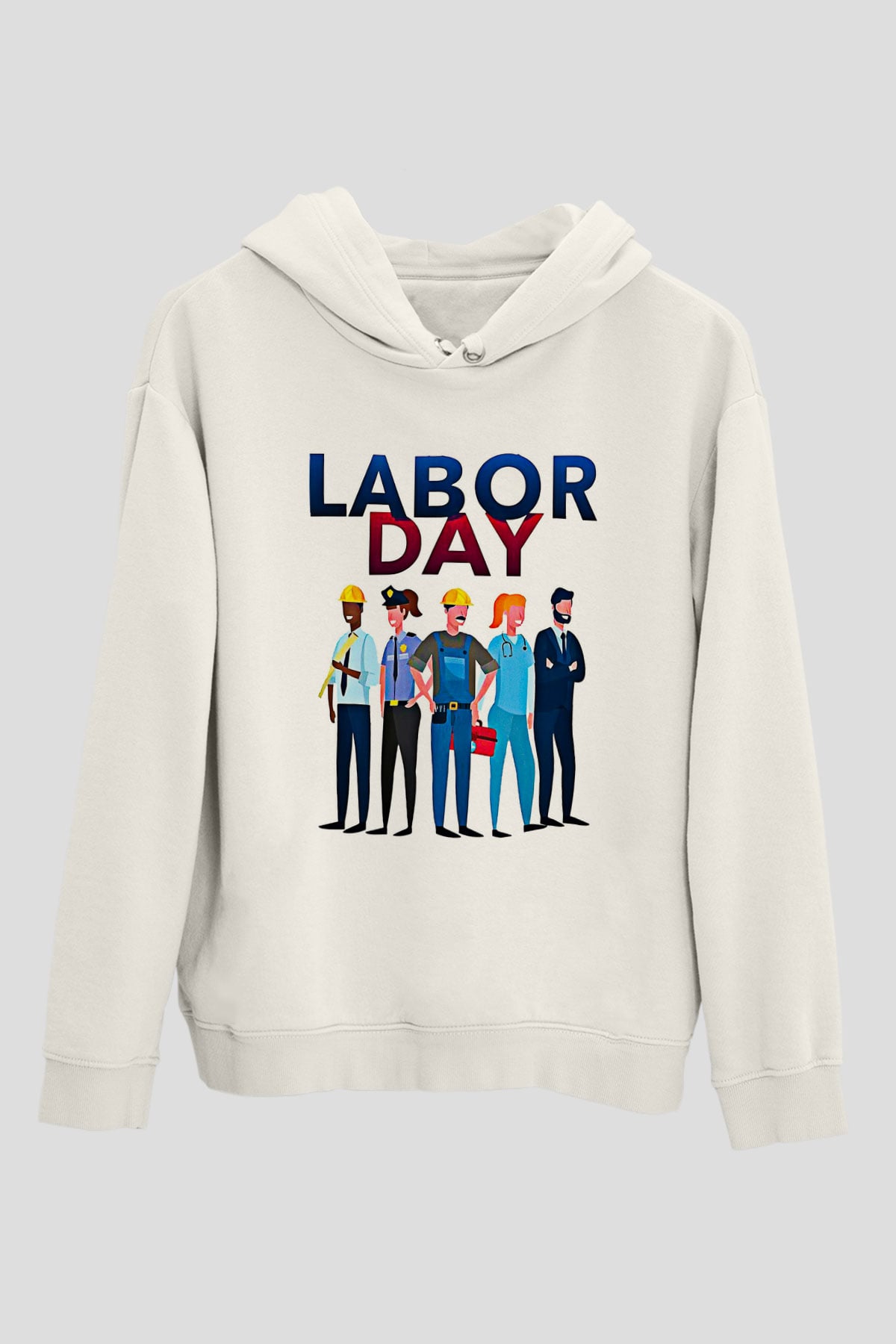 1 Mayıs Baskılı Beyaz Unisex Hoodie