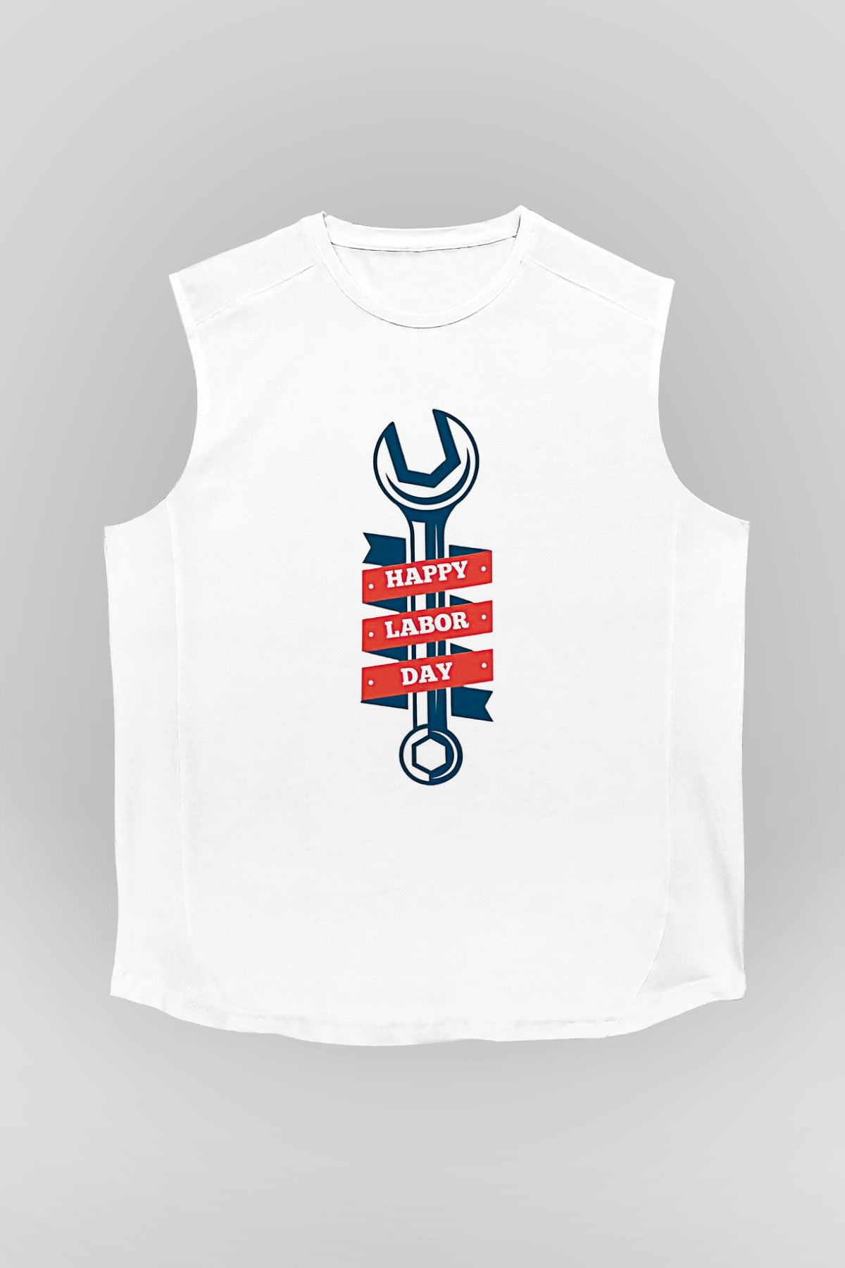 1 Mayıs Baskılı Beyaz Unisex Kolsuz Tişört - Tshirt