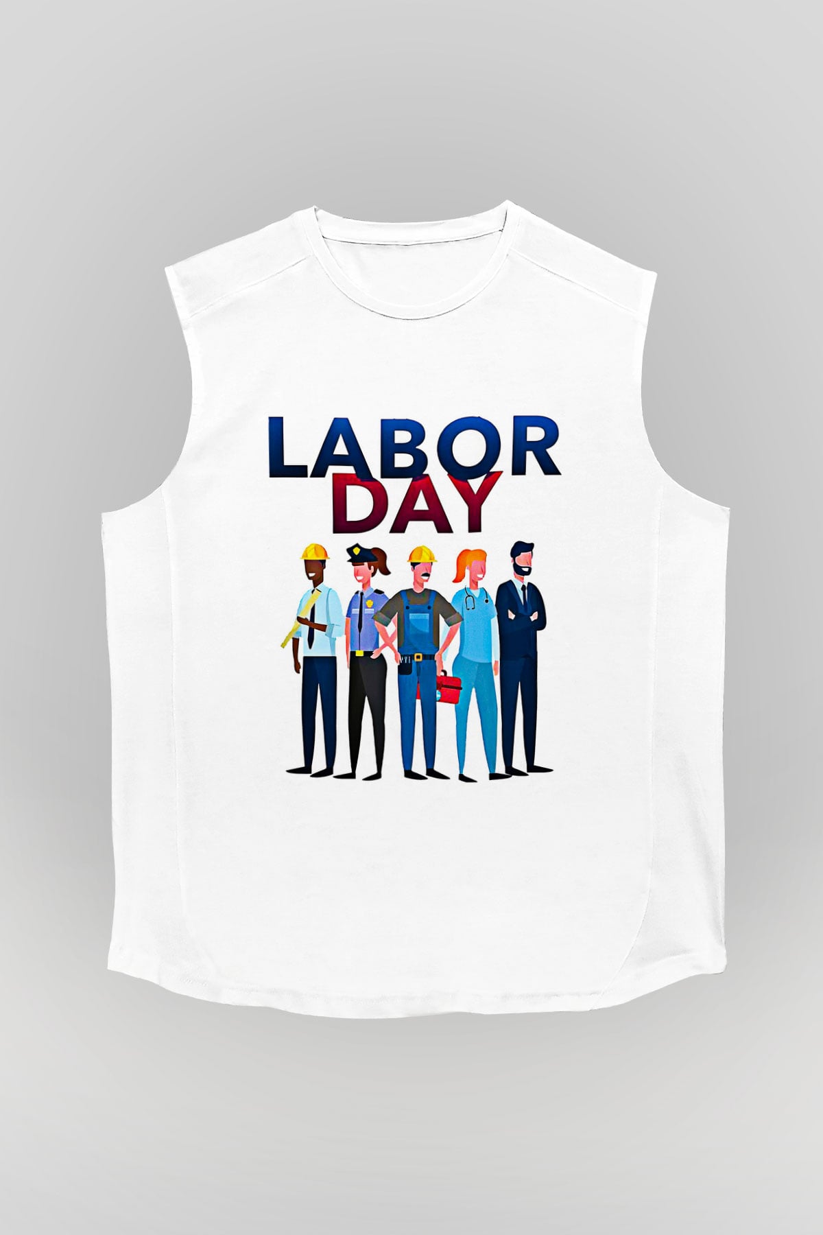 1 Mayıs Baskılı Beyaz Unisex Kolsuz Tişört - Tshirt