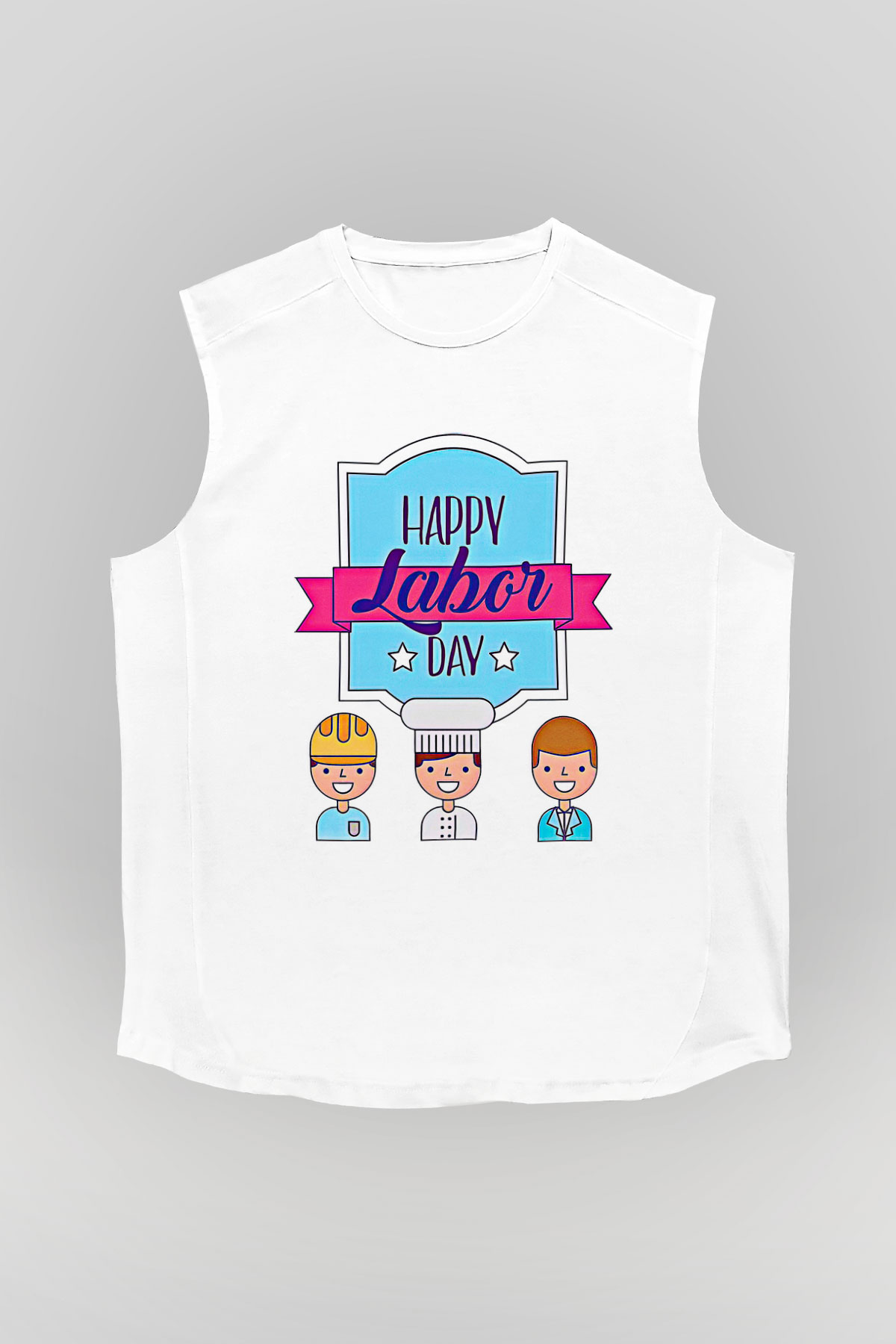1 Mayıs Baskılı Beyaz Unisex Kolsuz Tişört - Tshirt