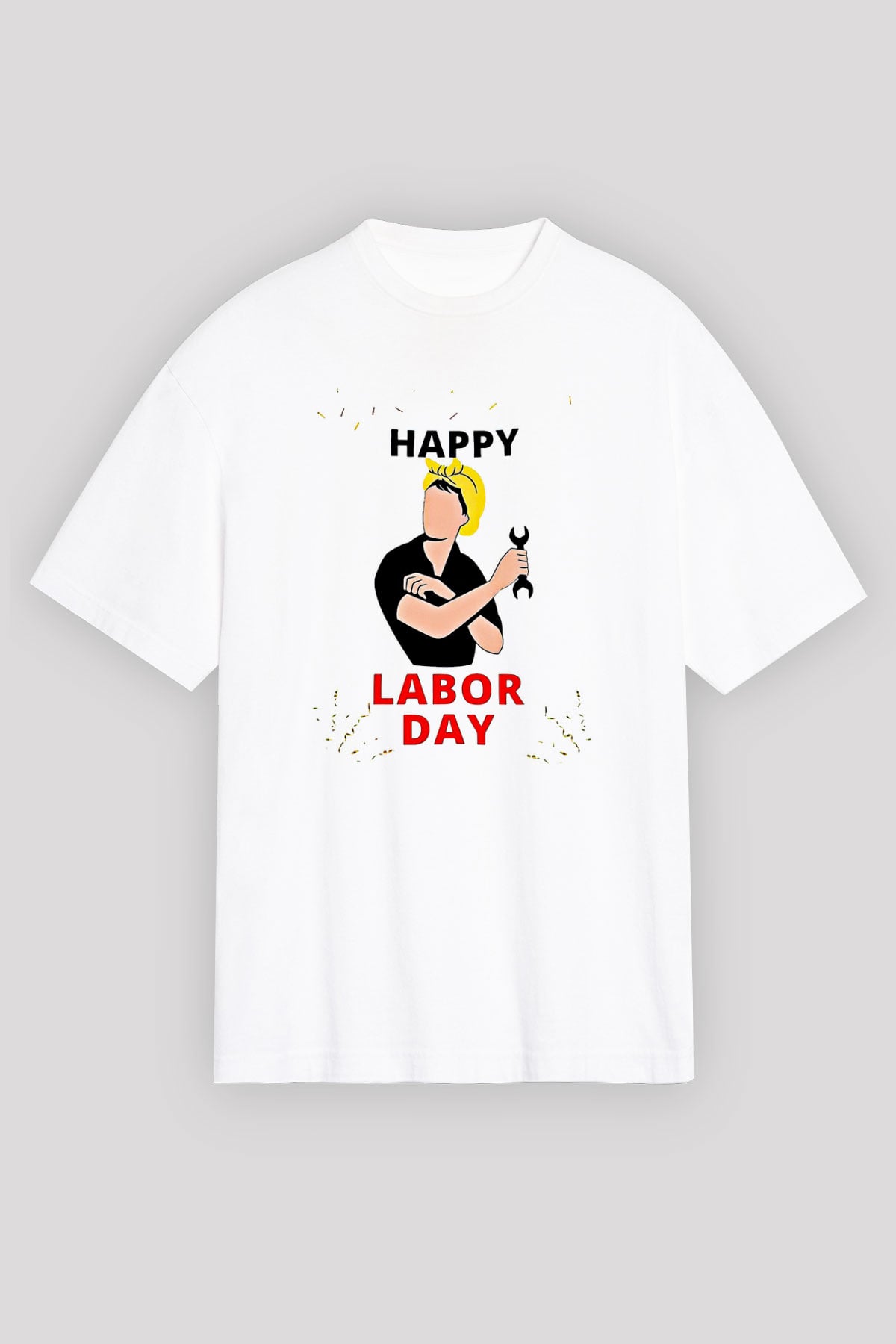 1 Mayıs Baskılı Beyaz Unisex Oversize Tişört - Tshirt