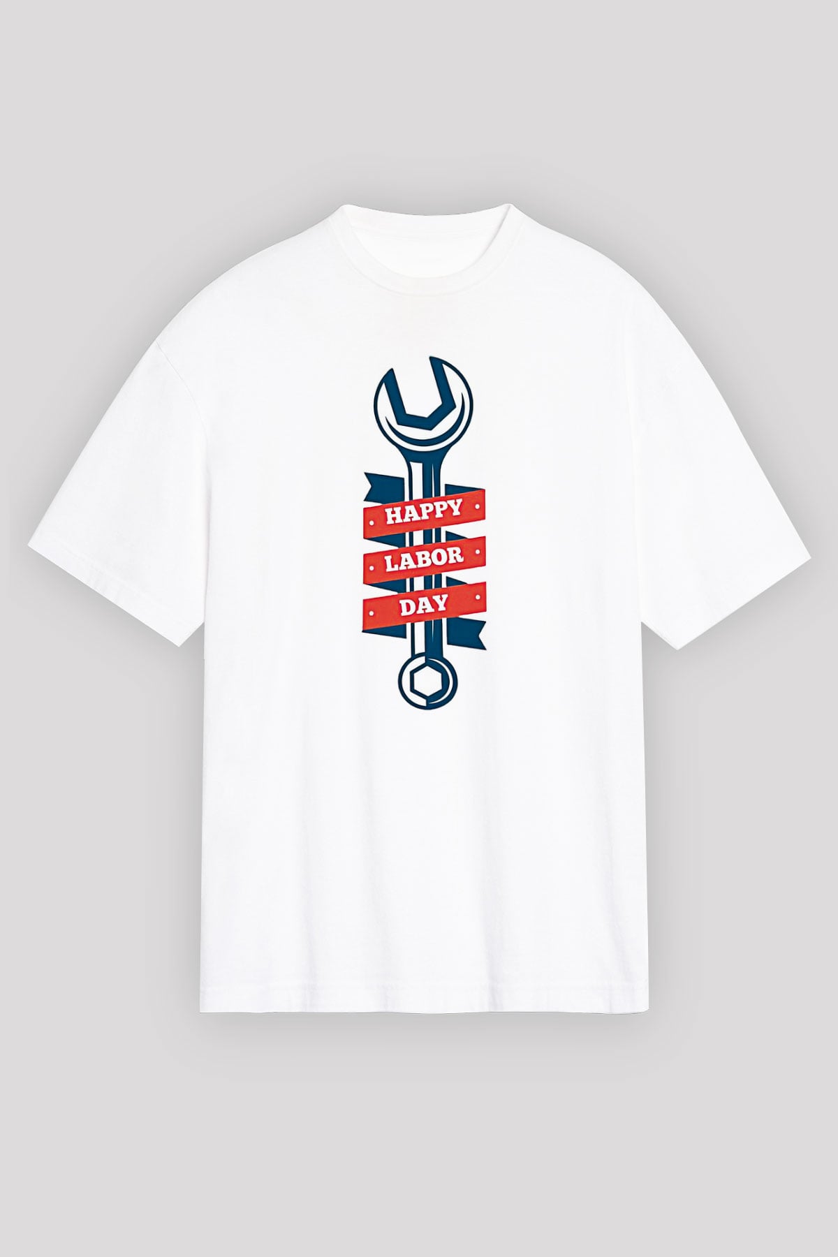 1 Mayıs Baskılı Beyaz Unisex Oversize Tişört - Tshirt