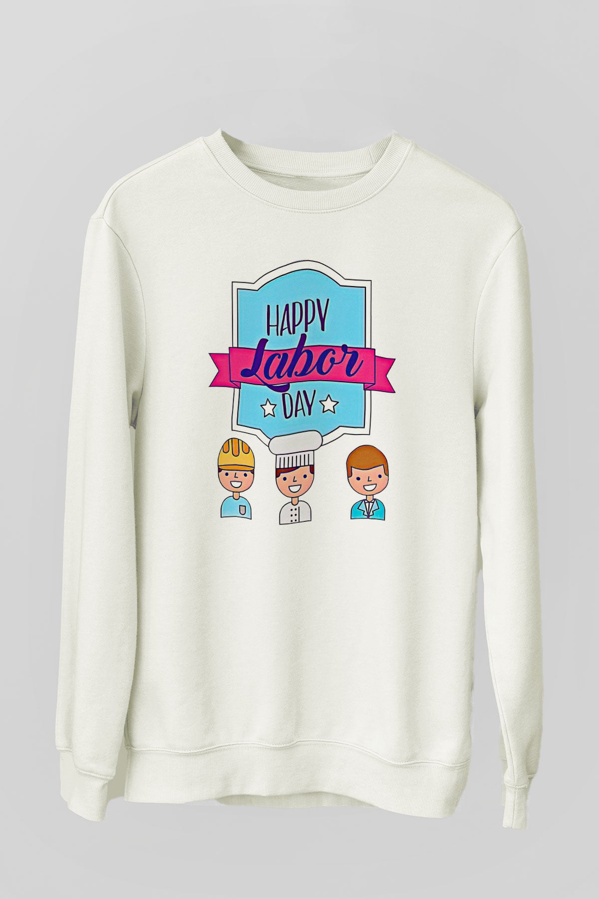 1 Mayıs Baskılı Beyaz Unisex Sweatshirt