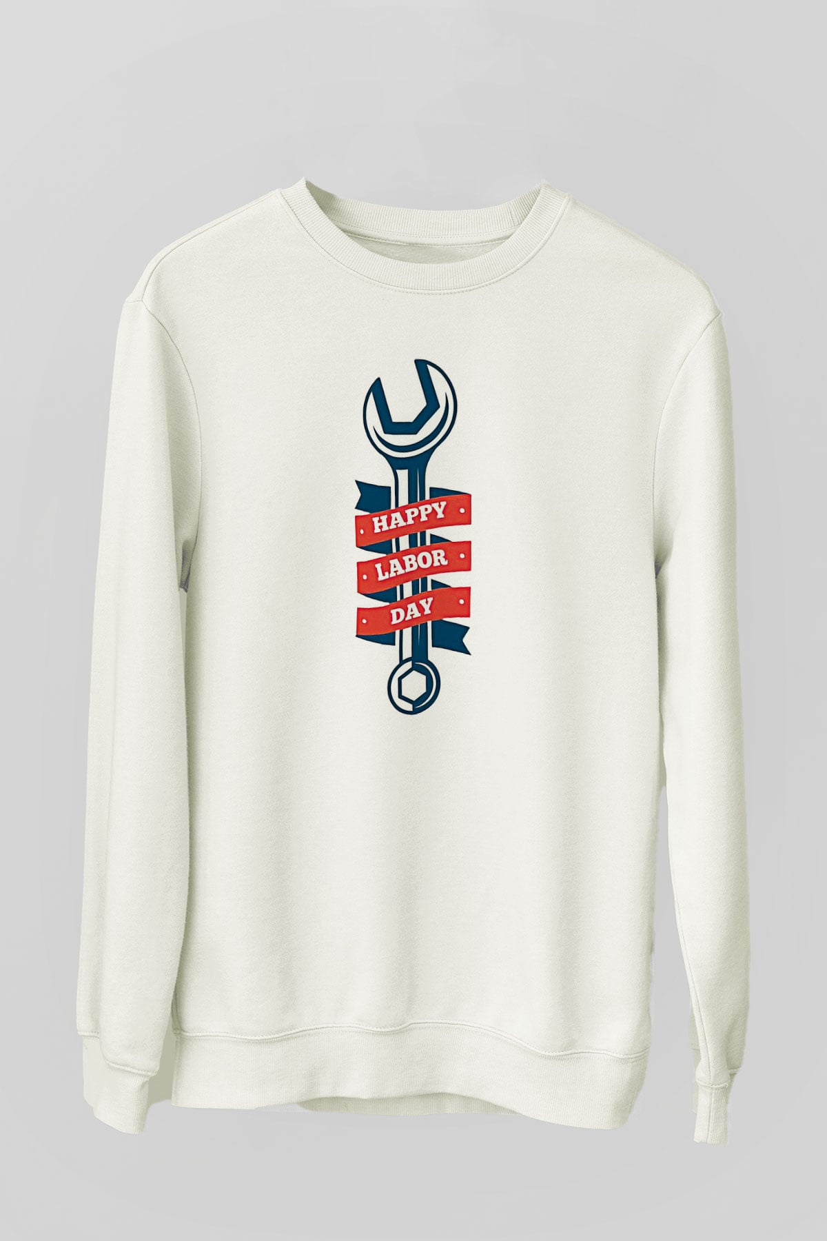 1 Mayıs Baskılı Beyaz Unisex Sweatshirt