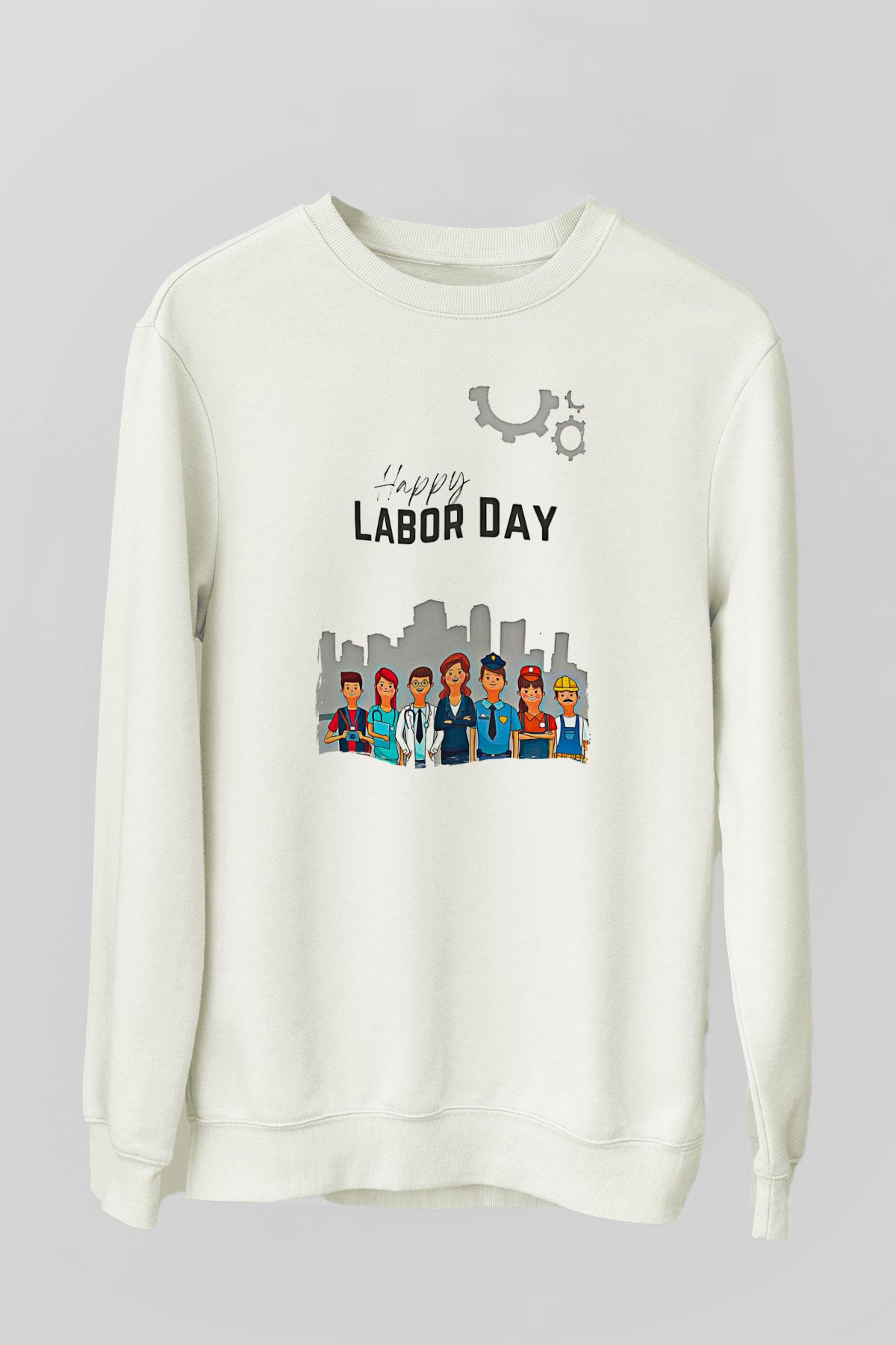 1 Mayıs Baskılı Beyaz Unisex Sweatshirt